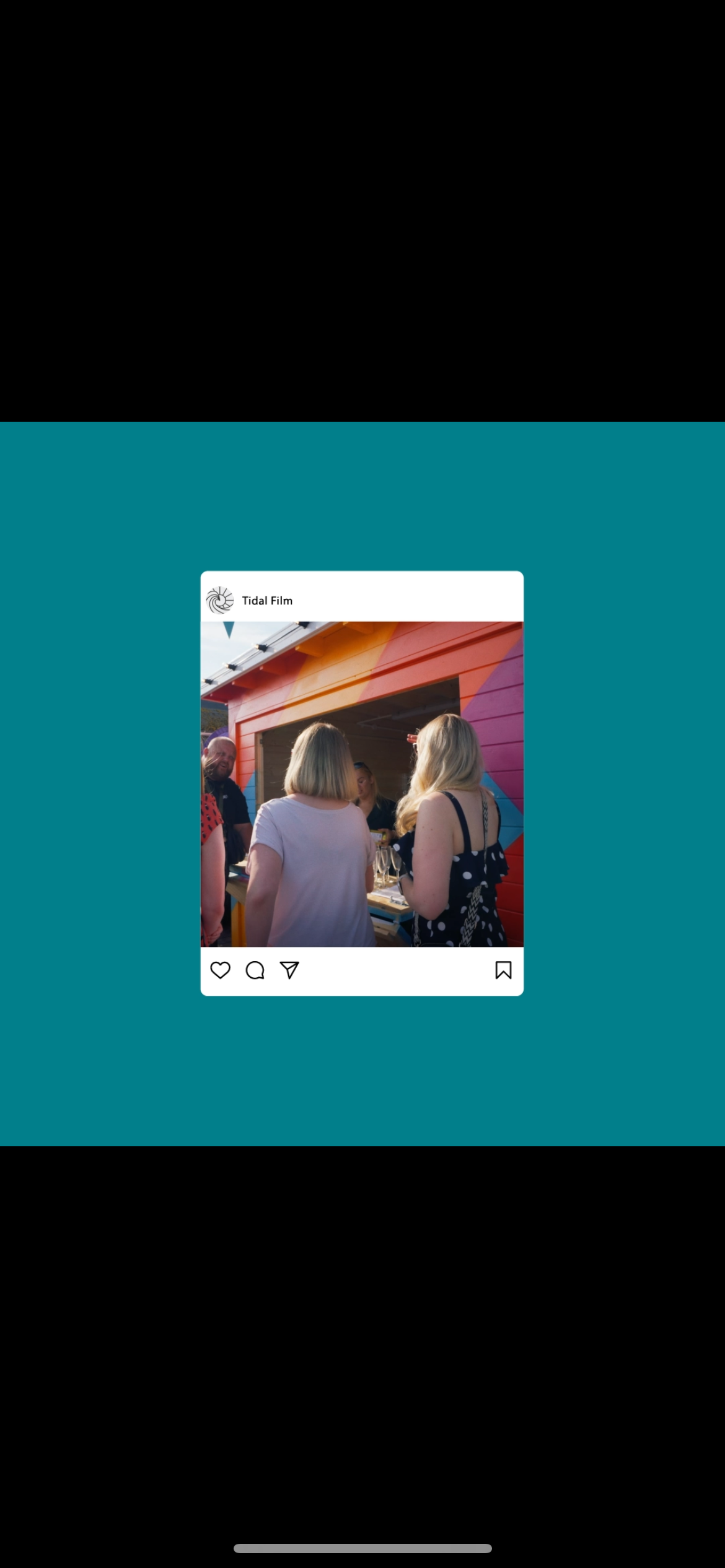 frame of Instagram post on blue background 