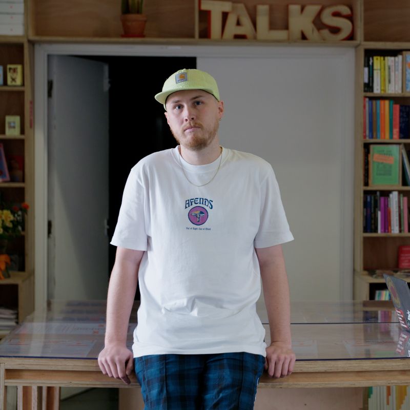 Hero shot of an artist in his studio