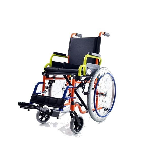 YK9031 kid steel frame foldable anti-tipper manual wheelchair product image