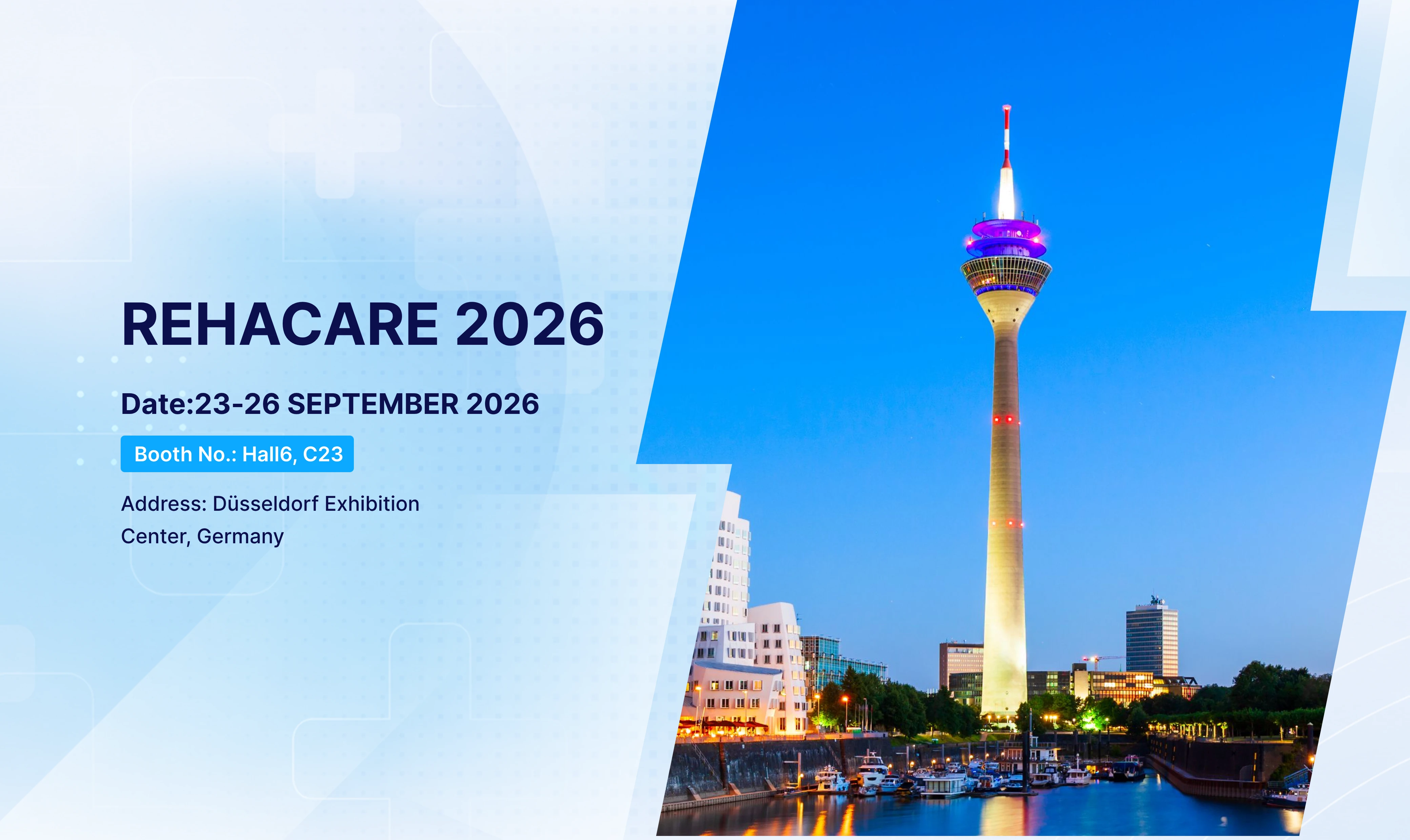 REHACARE 2026 exhibition announcement for INTCO Medical in Düsseldorf, Germany