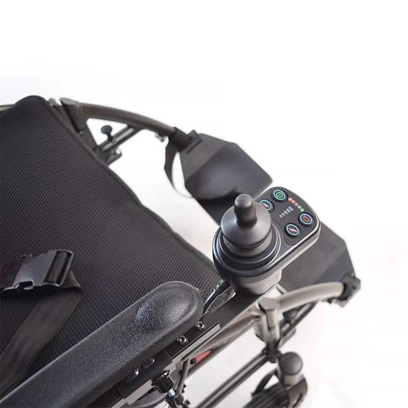 SMART S50 aluminum foldable lightweight power wheelchair half-fold backrest design greatly reduces storage volume detail