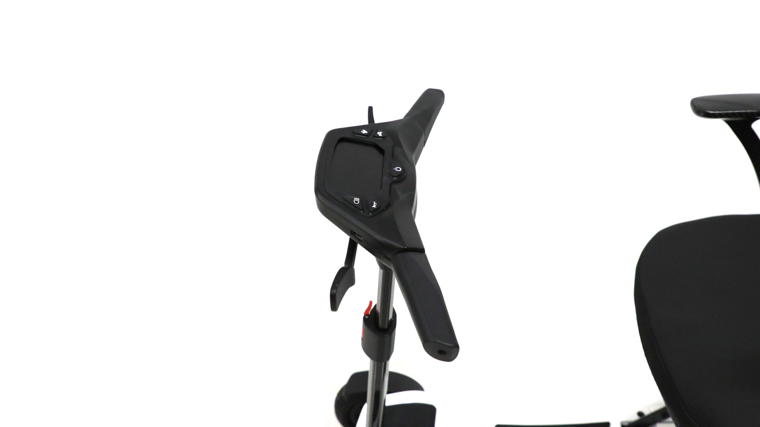 E-CARY foldable adjustable detachable parts mobility scooter delta tiller with dashboard detail