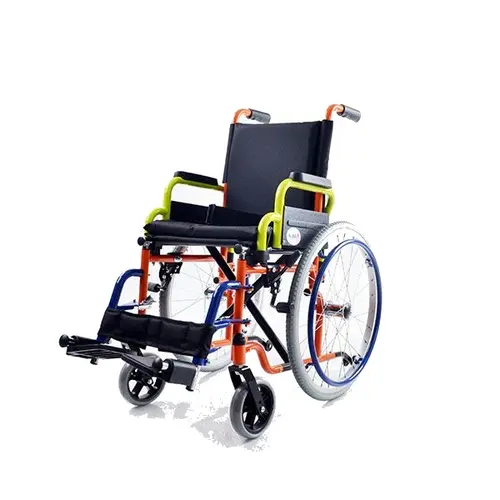 YK9031 kid steel frame foldable anti-tipper manual wheelchair product image