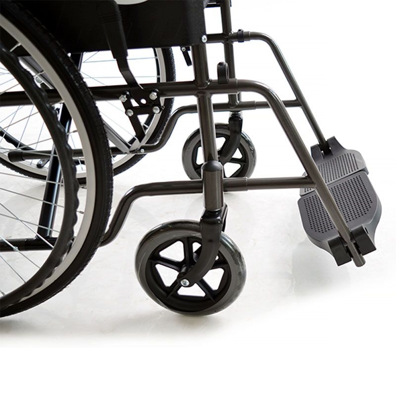 YK9012 steel frame foldable detachable parts manual wheelchair c-shaped lock for swift leg rest detachment and adjustment detail