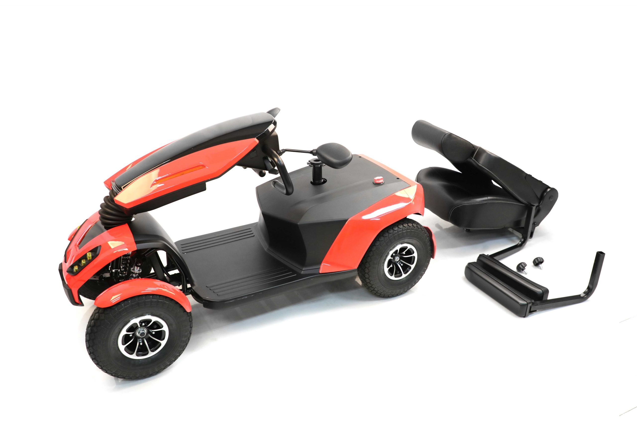 GEMINI aluminum foldable adjustable mobility scooter disassembled view of gemini mobility scooter detail