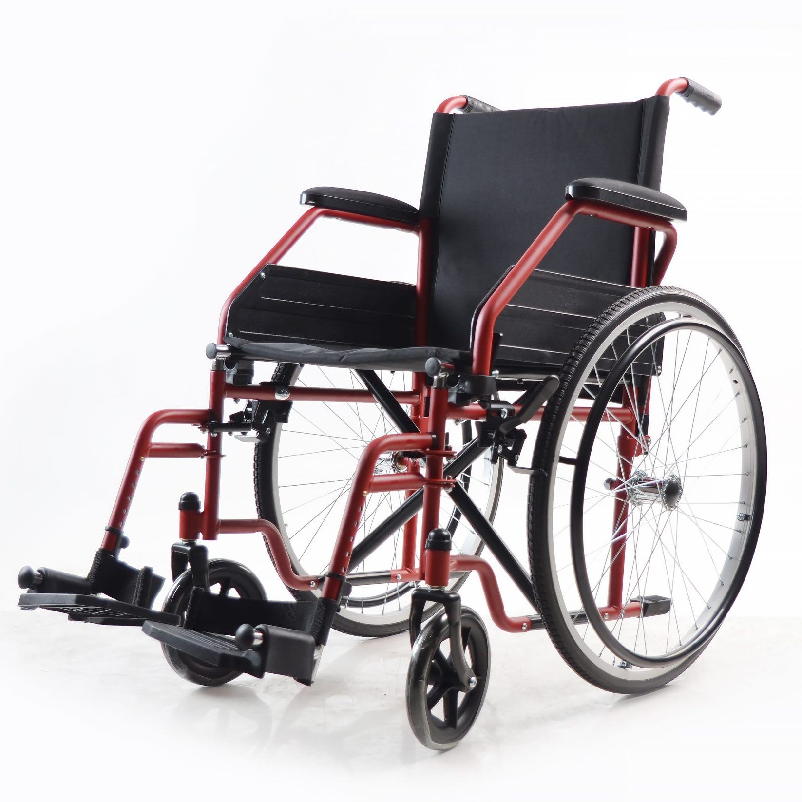 YK9041 steel frame foldable anti-tipper manual wheelchair