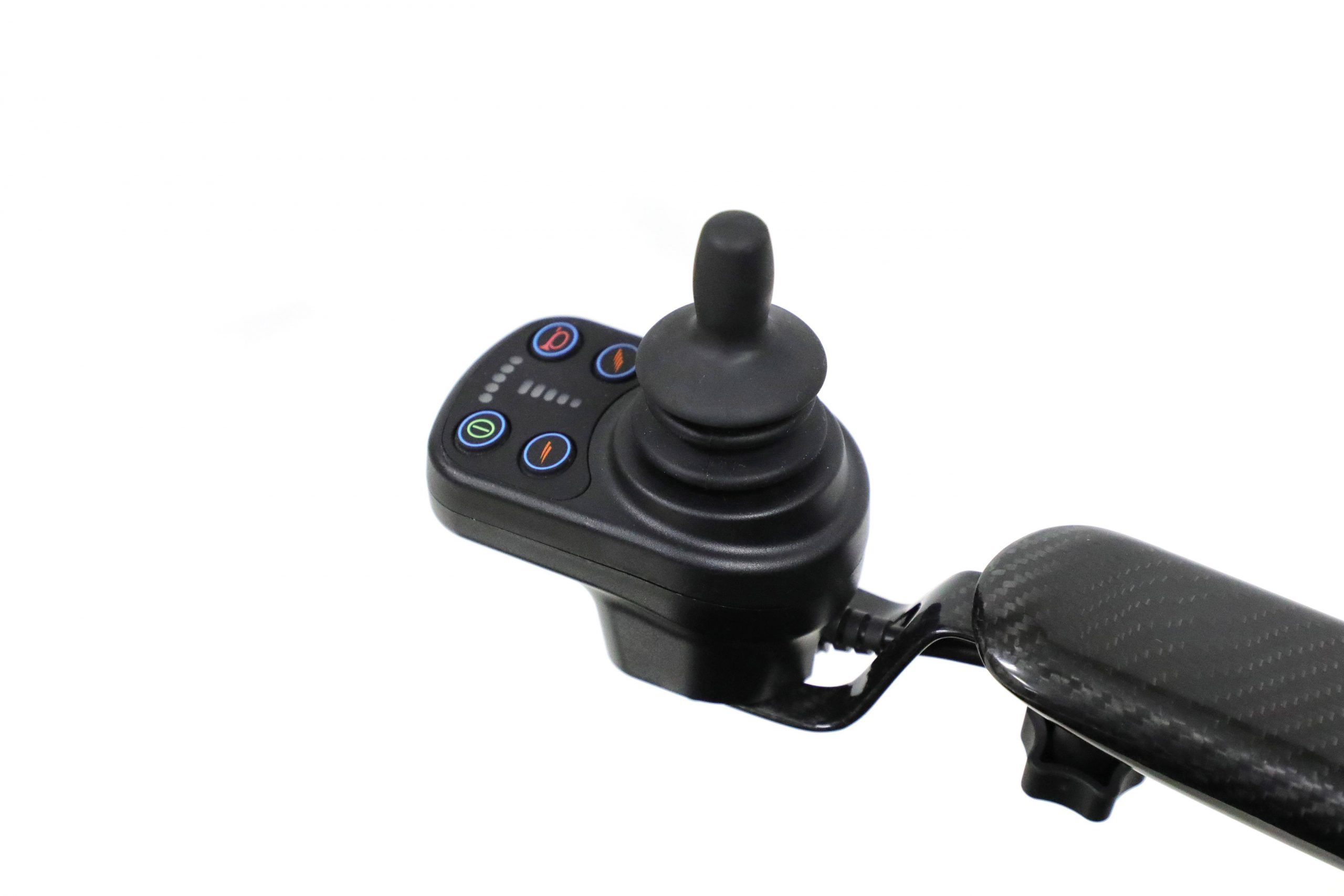 E-LITE carbon fiber foldable lithium battery power wheelchair remote control detail