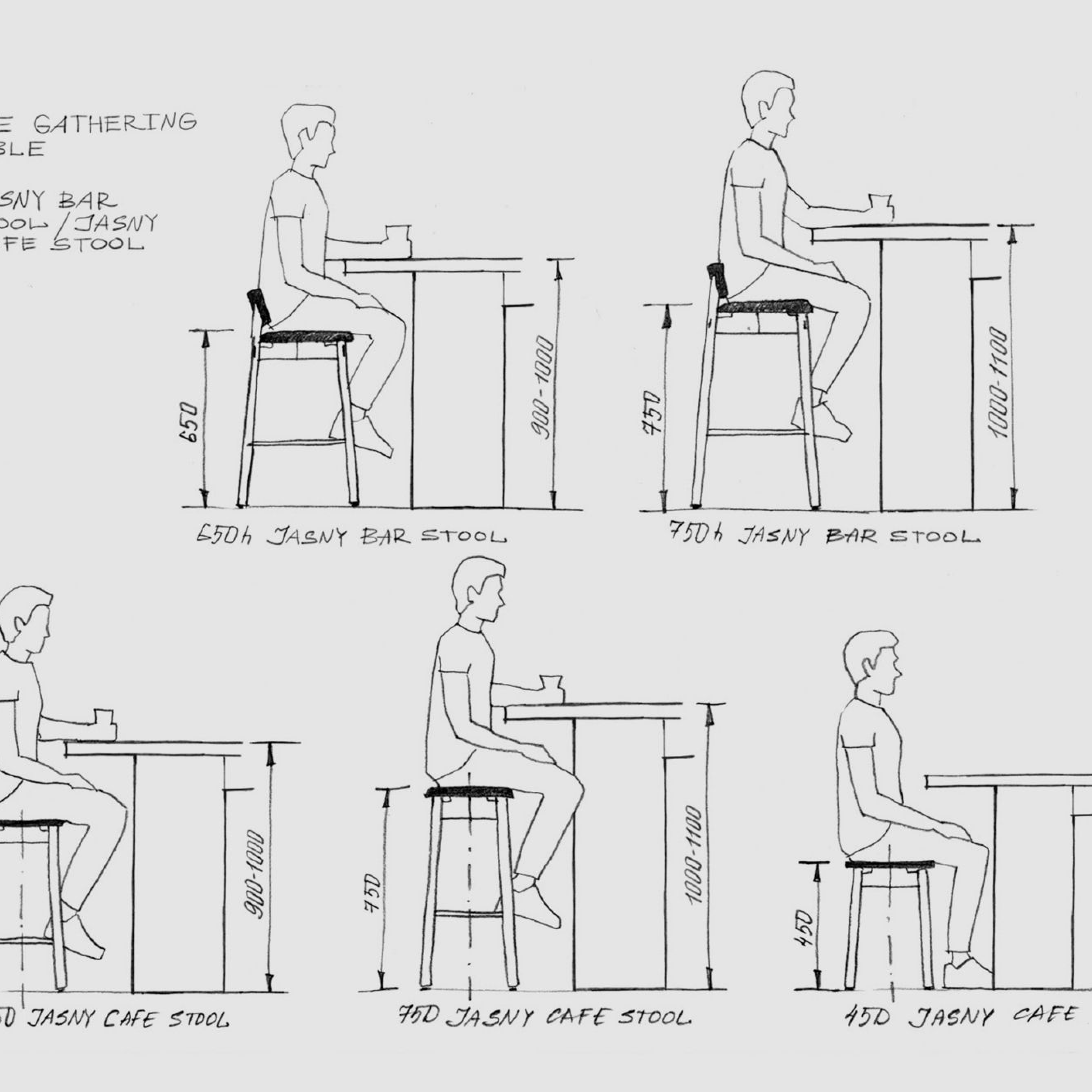 Pairing stool heights with bench heights