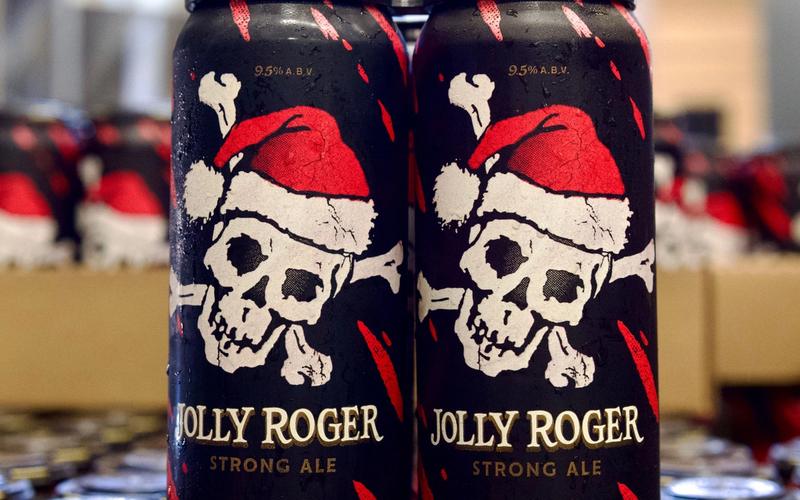 Cans of Jolly Roger Strong Ale