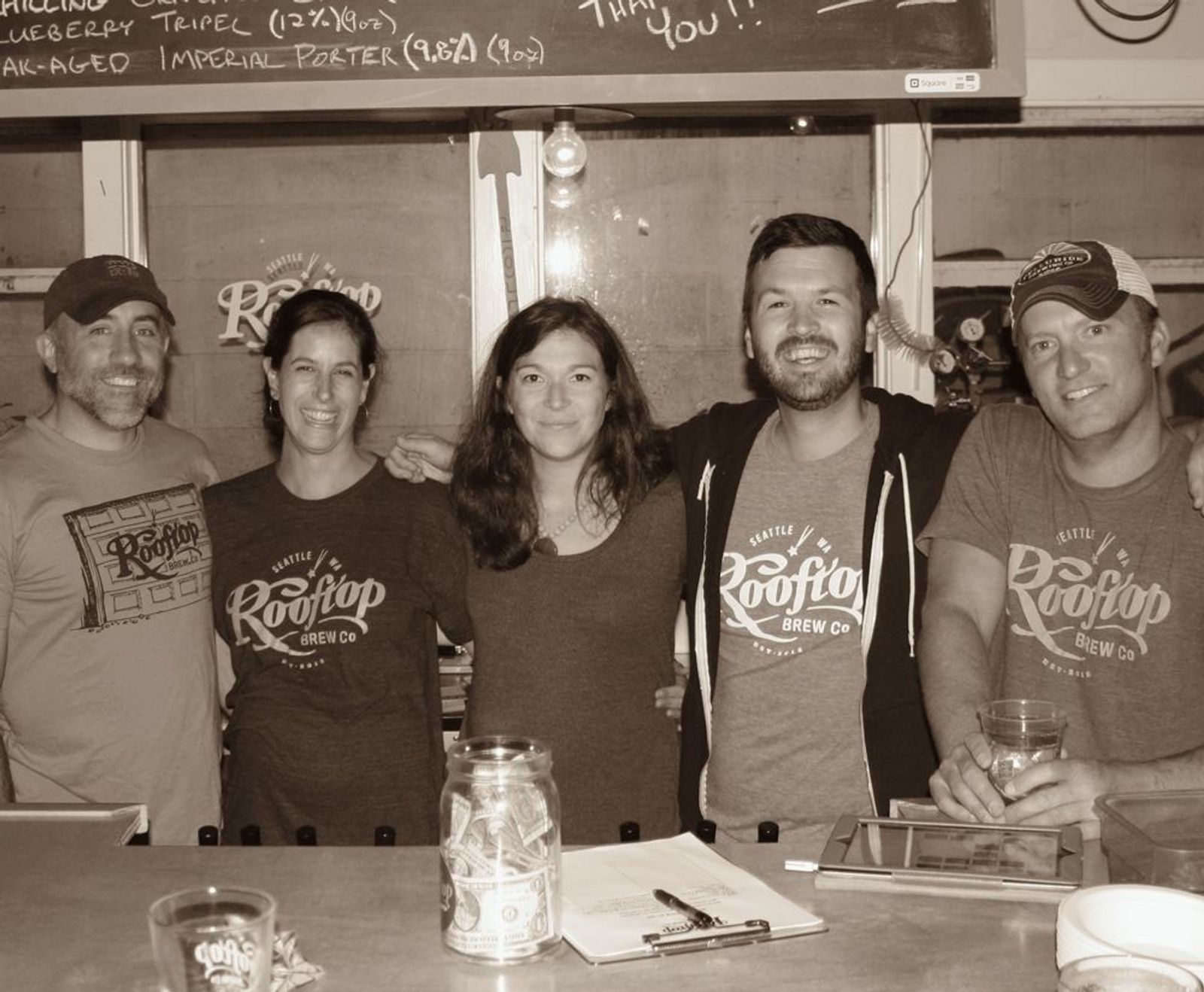 The founding Rooftop crew behind the bar