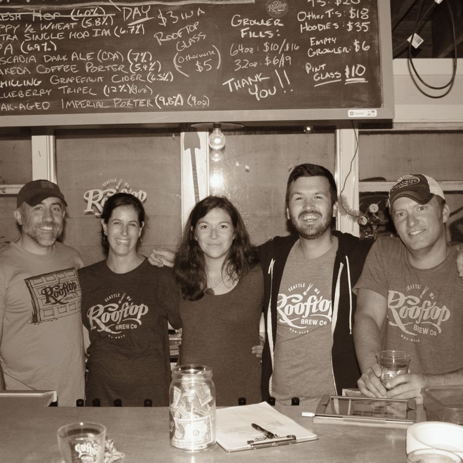 The founding Rooftop crew behind the bar