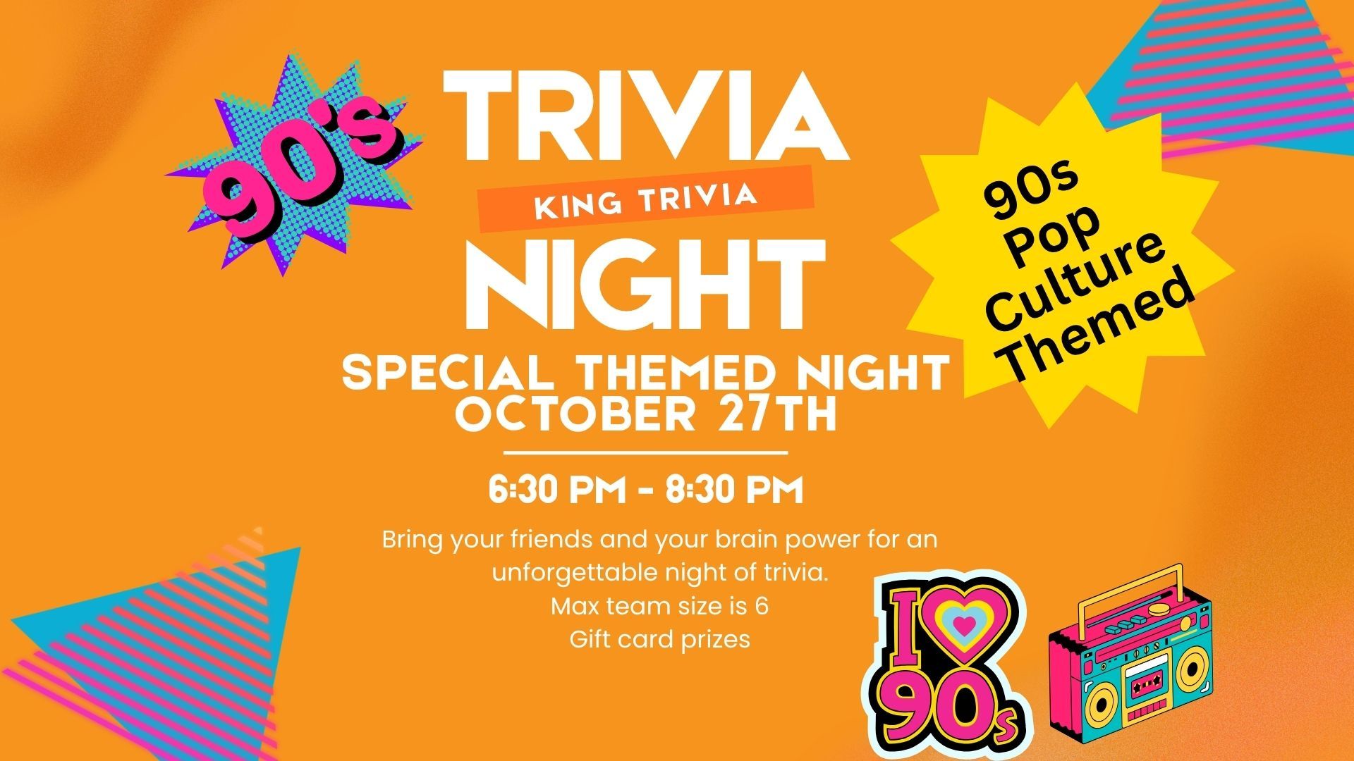 Trivia Night October 27th 902 themed art adorns this info image