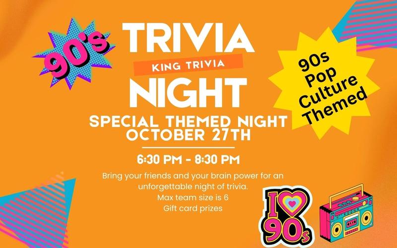 Trivia Night October 27th 902 themed art adorns this info image