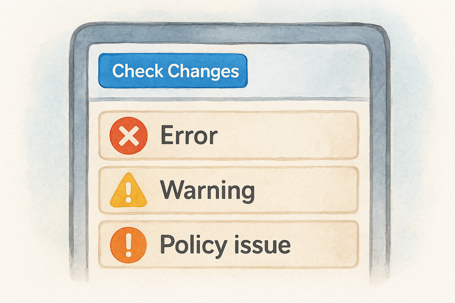 The error panel and what each indicator means