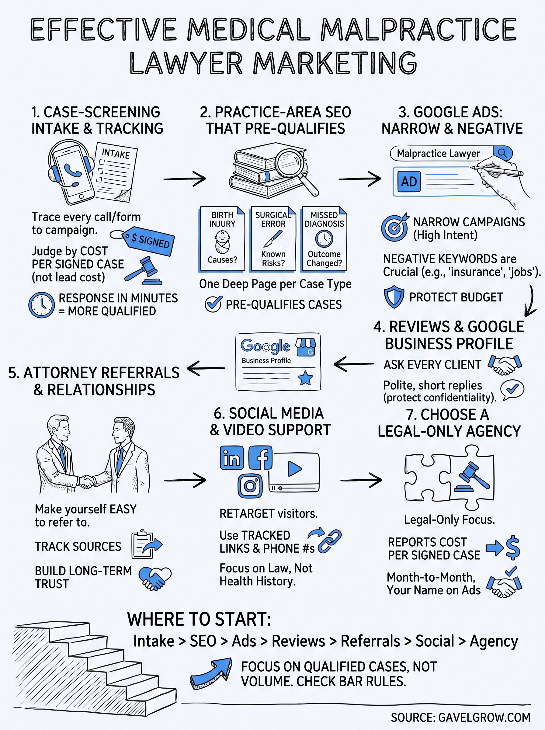 medical malpractice lawyer marketing infographic