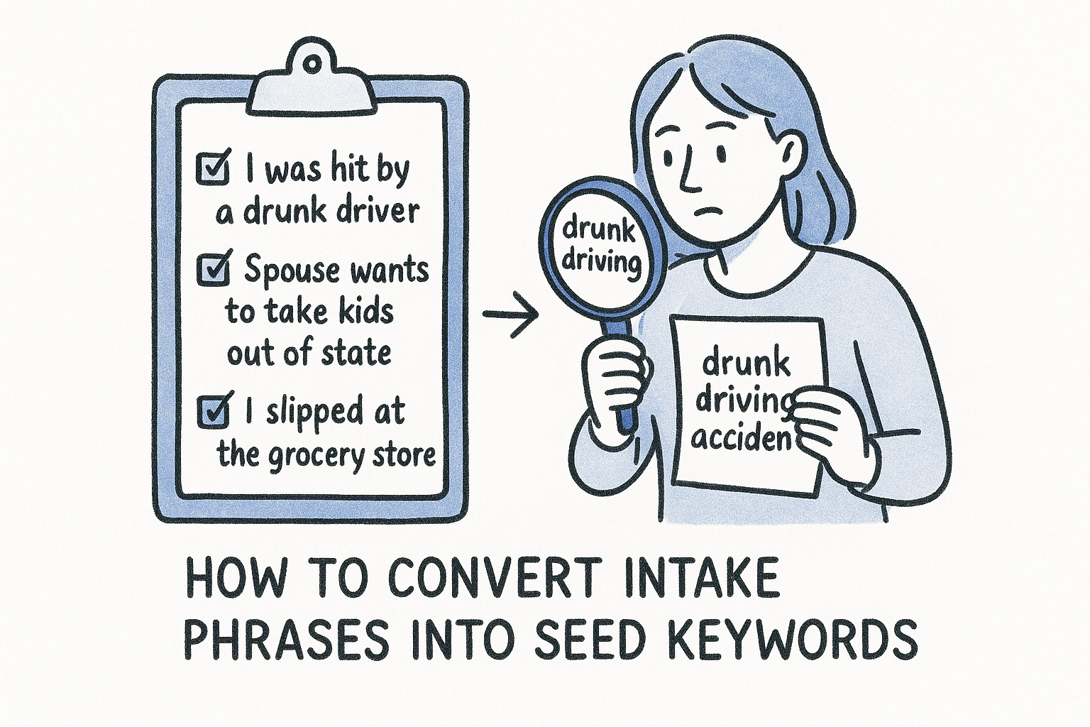 How to convert intake phrases into seed keywords