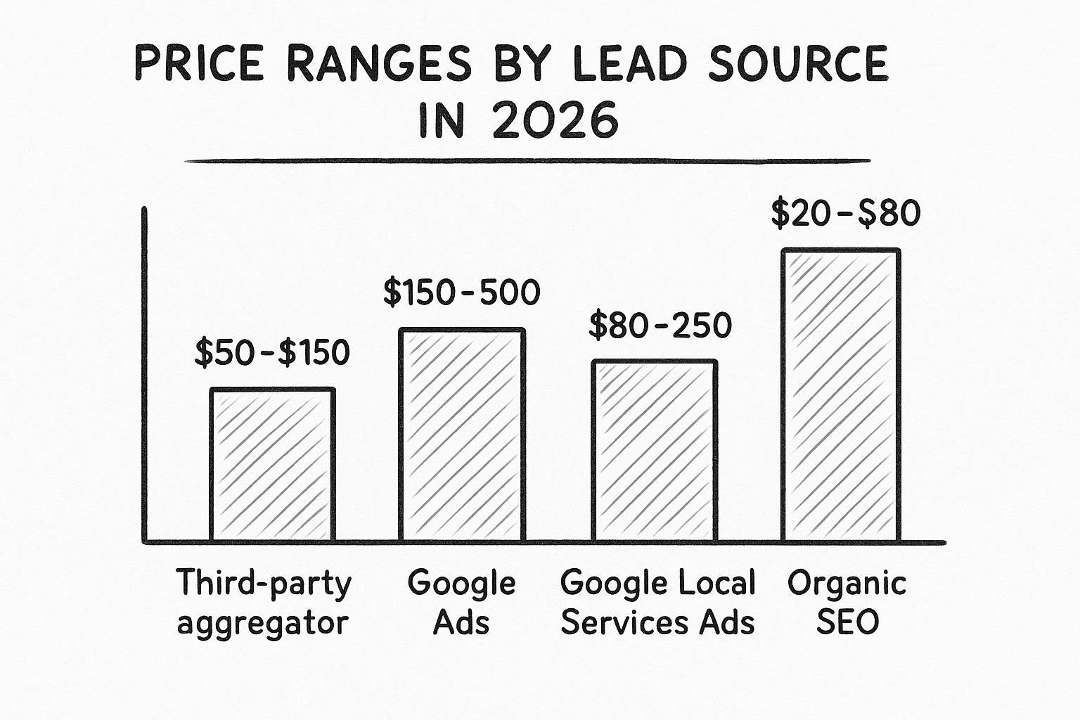 Price ranges by lead source in 2026