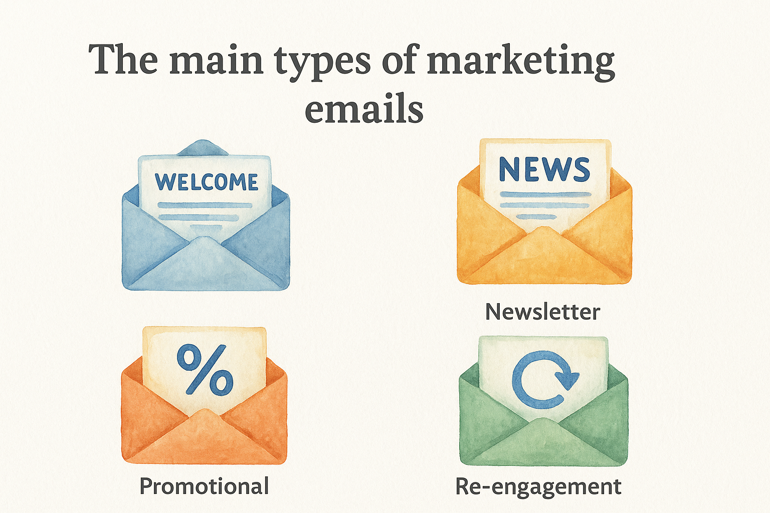 The main types of marketing emails