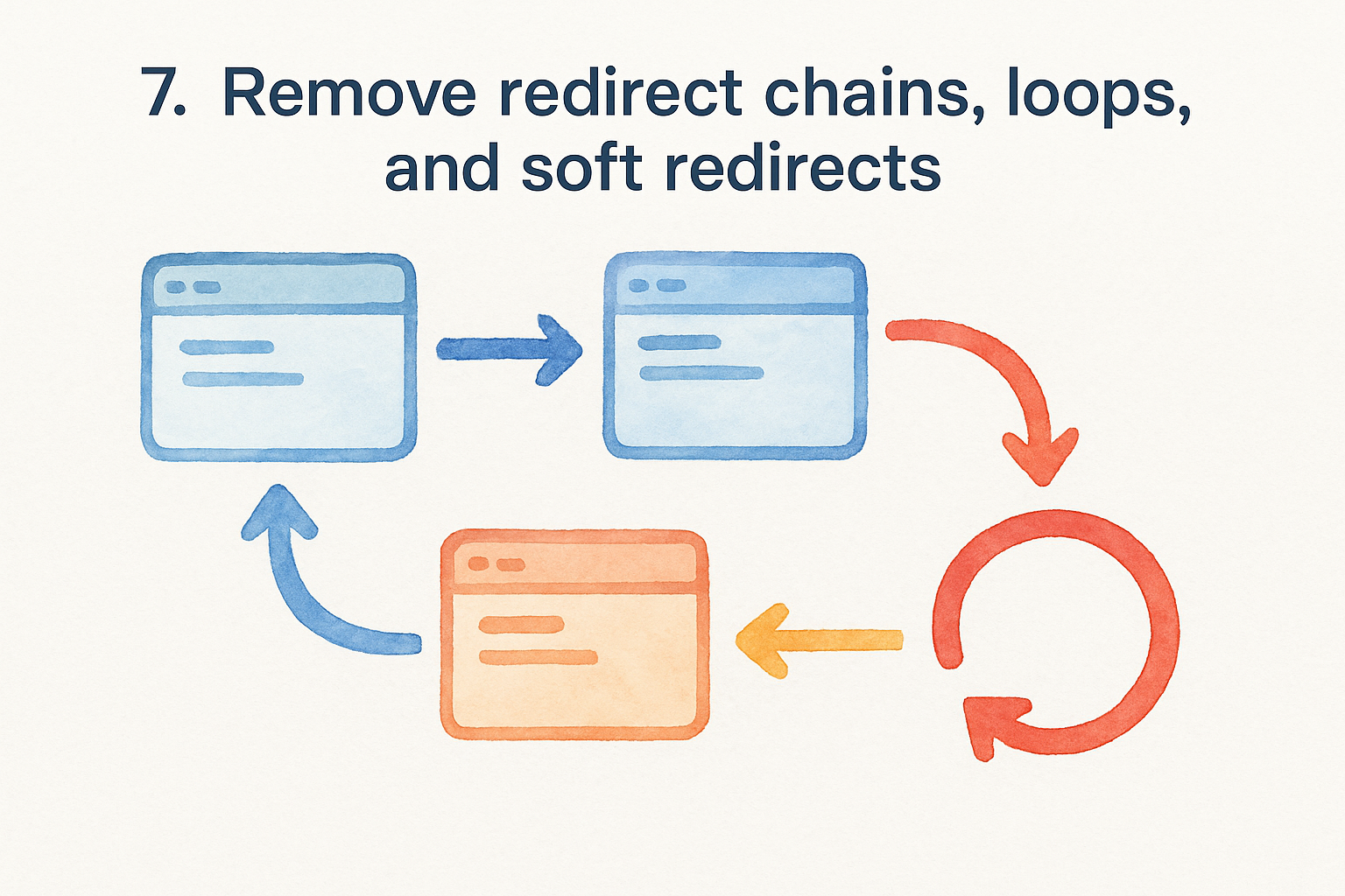 7. Remove redirect chains, loops, and soft redirects