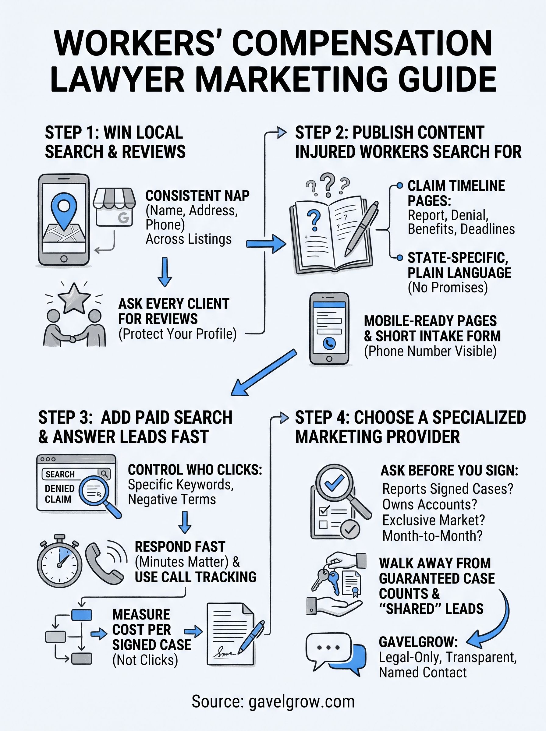 workers compensation lawyer marketing infographic