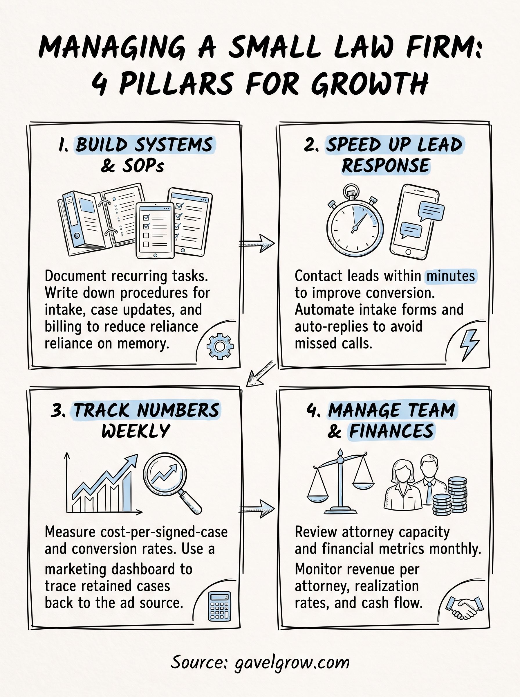 how to manage a small law firm infographic