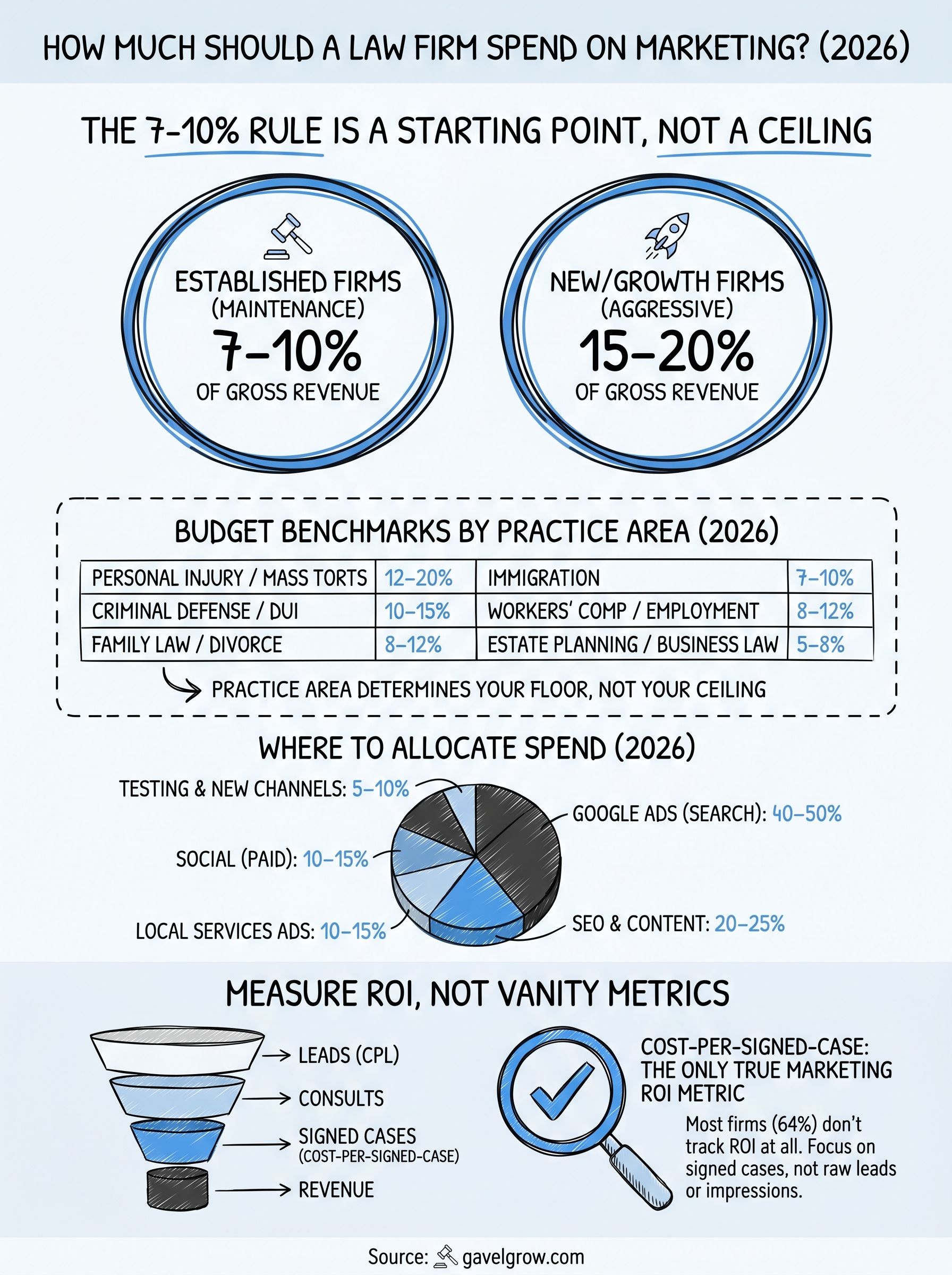 how much should a law firm spend on marketing infographic