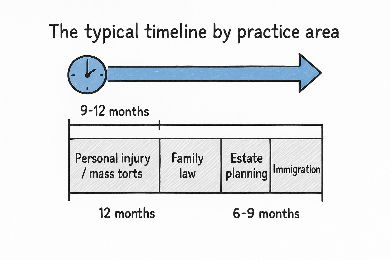 The typical timeline by practice area