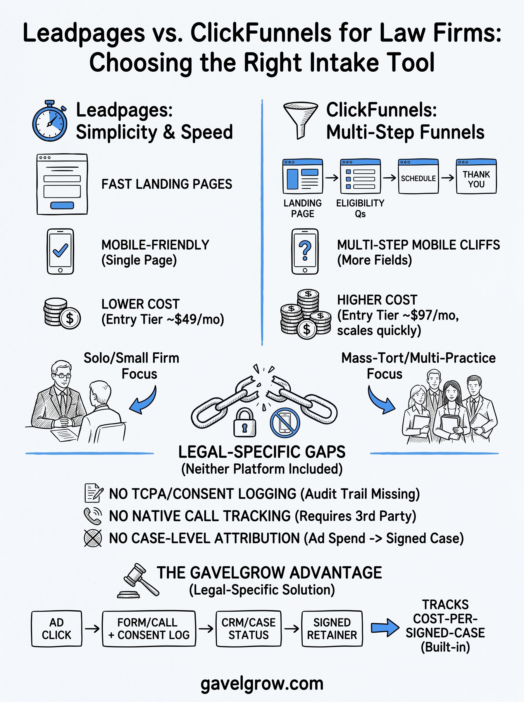 leadpages vs clickfunnels infographic