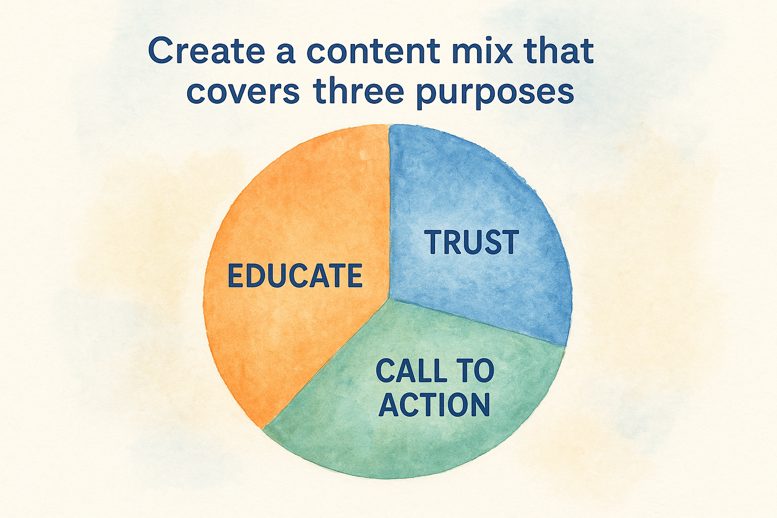 Create a content mix that covers three purposes
