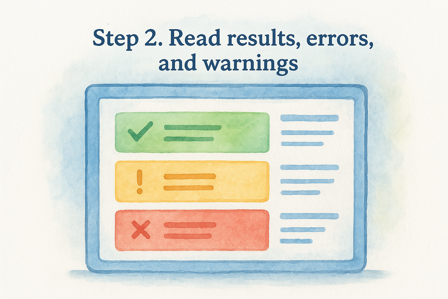 Step 2. Read results, errors, and warnings
