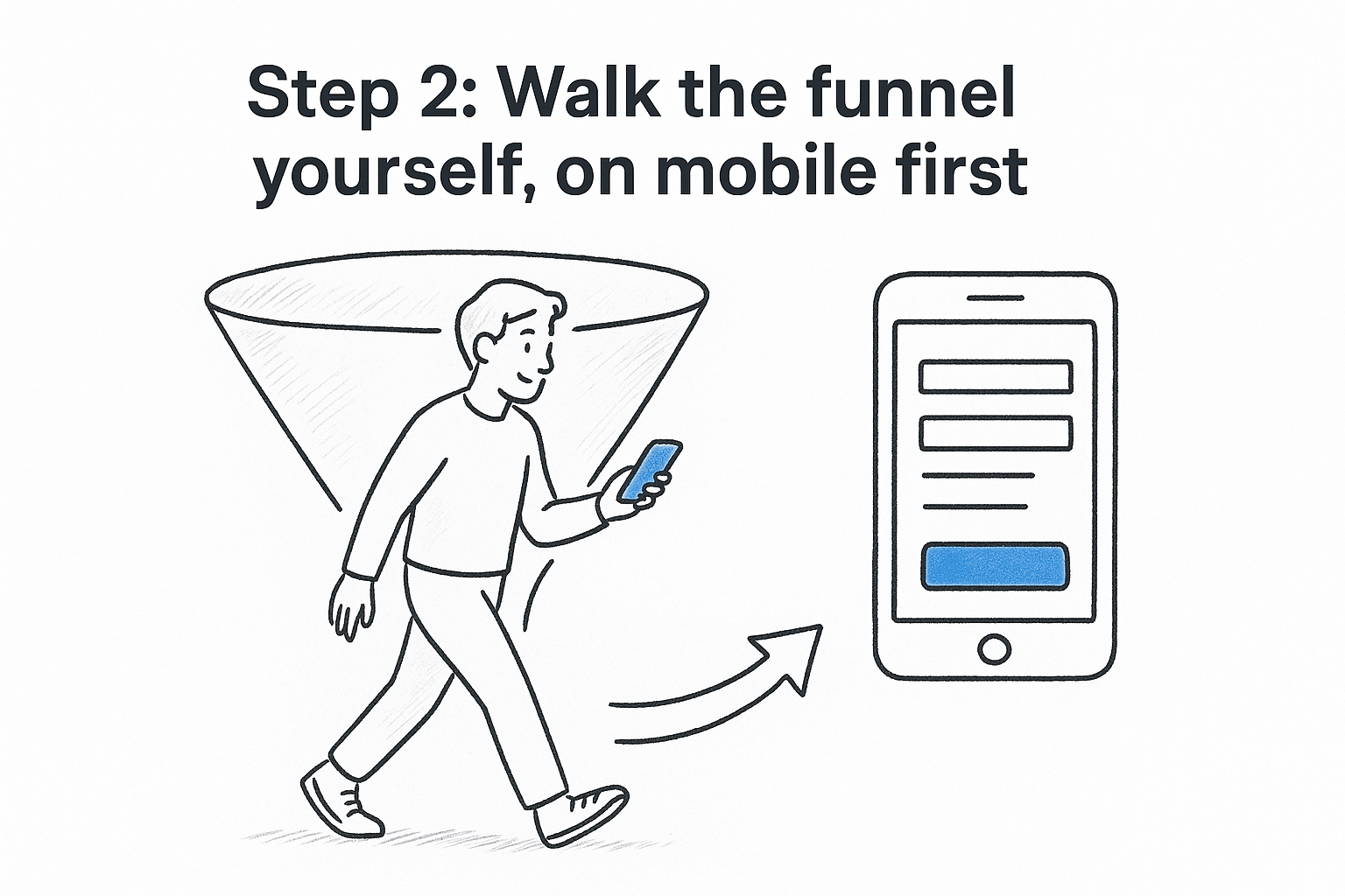 Step 2: Walk the funnel yourself, on mobile first
