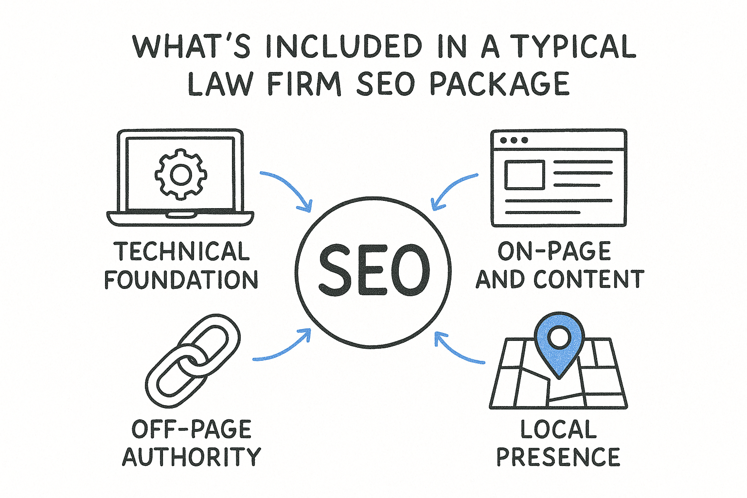 What's included in a typical law firm SEO package