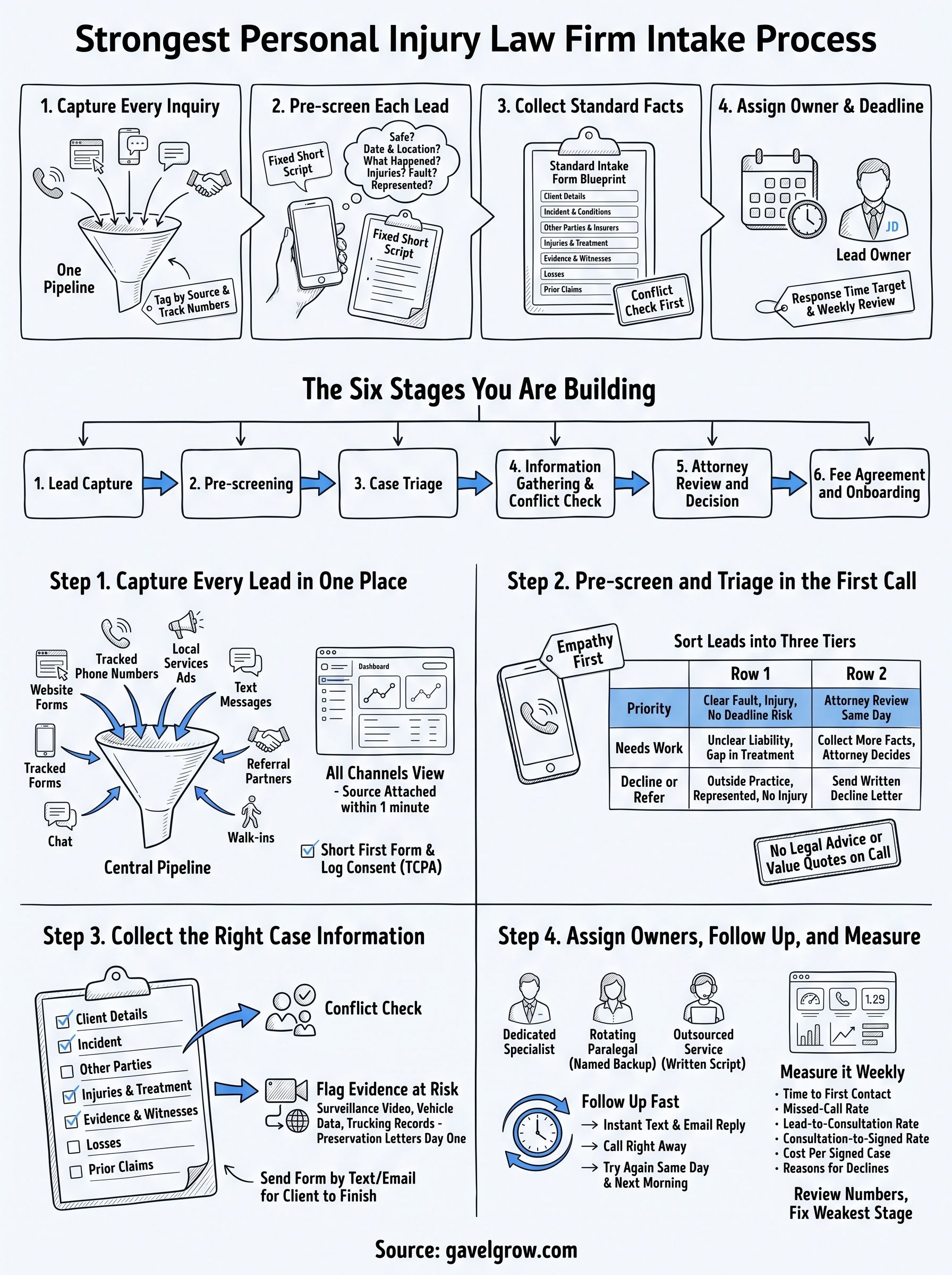 personal injury law firm intake process infographic