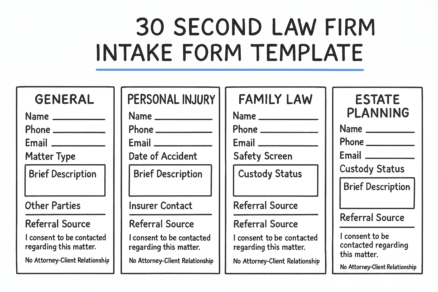 30 Second Law Firm Intake Form Template: 5 Versions to Copy — featured image
