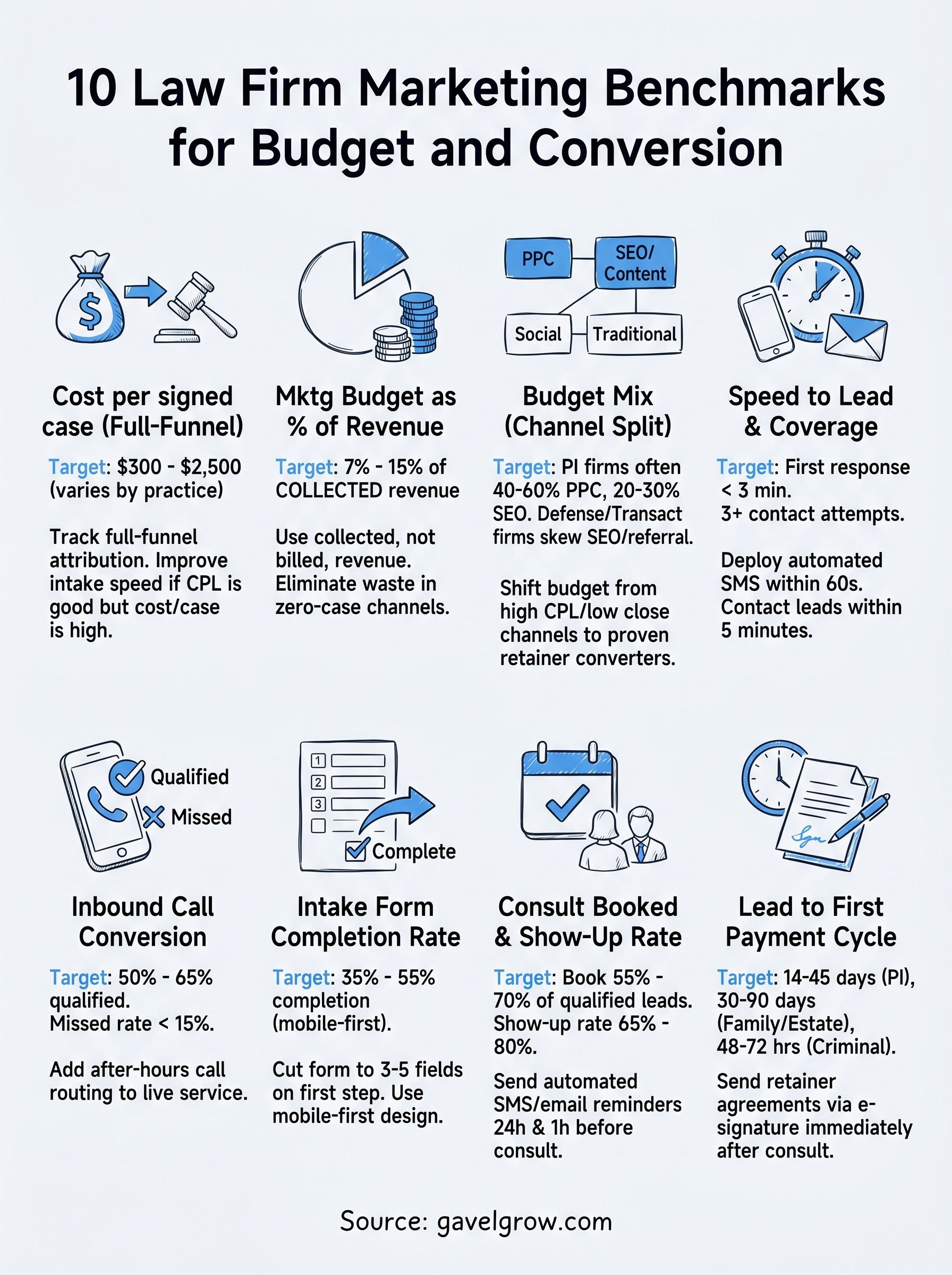 law firm marketing benchmarks infographic