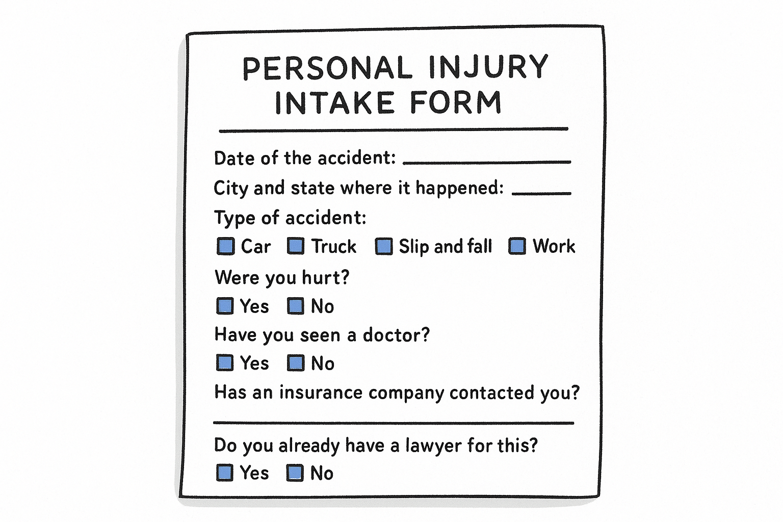 2. Personal injury intake form template