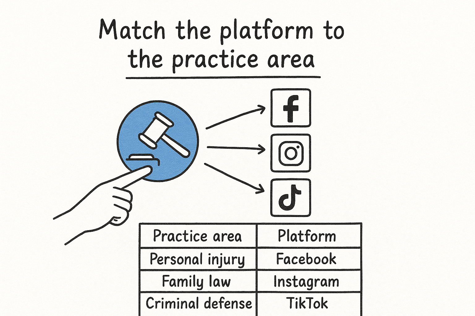 Match the platform to the practice area