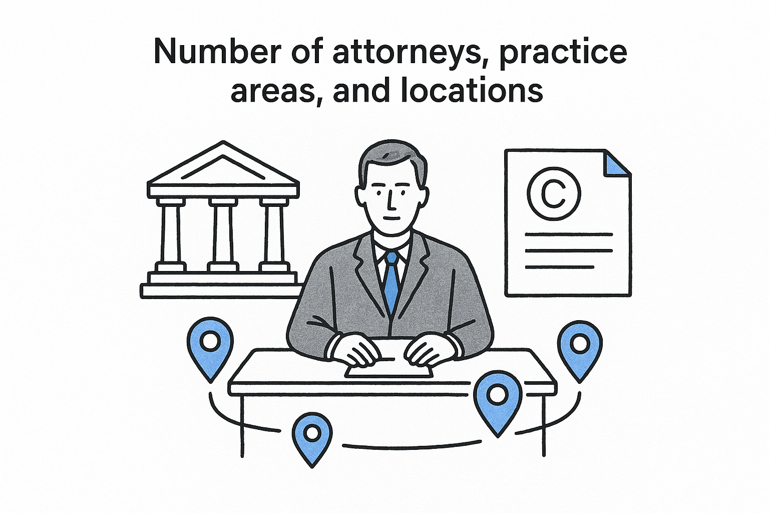 Number of attorneys, practice areas, and locations