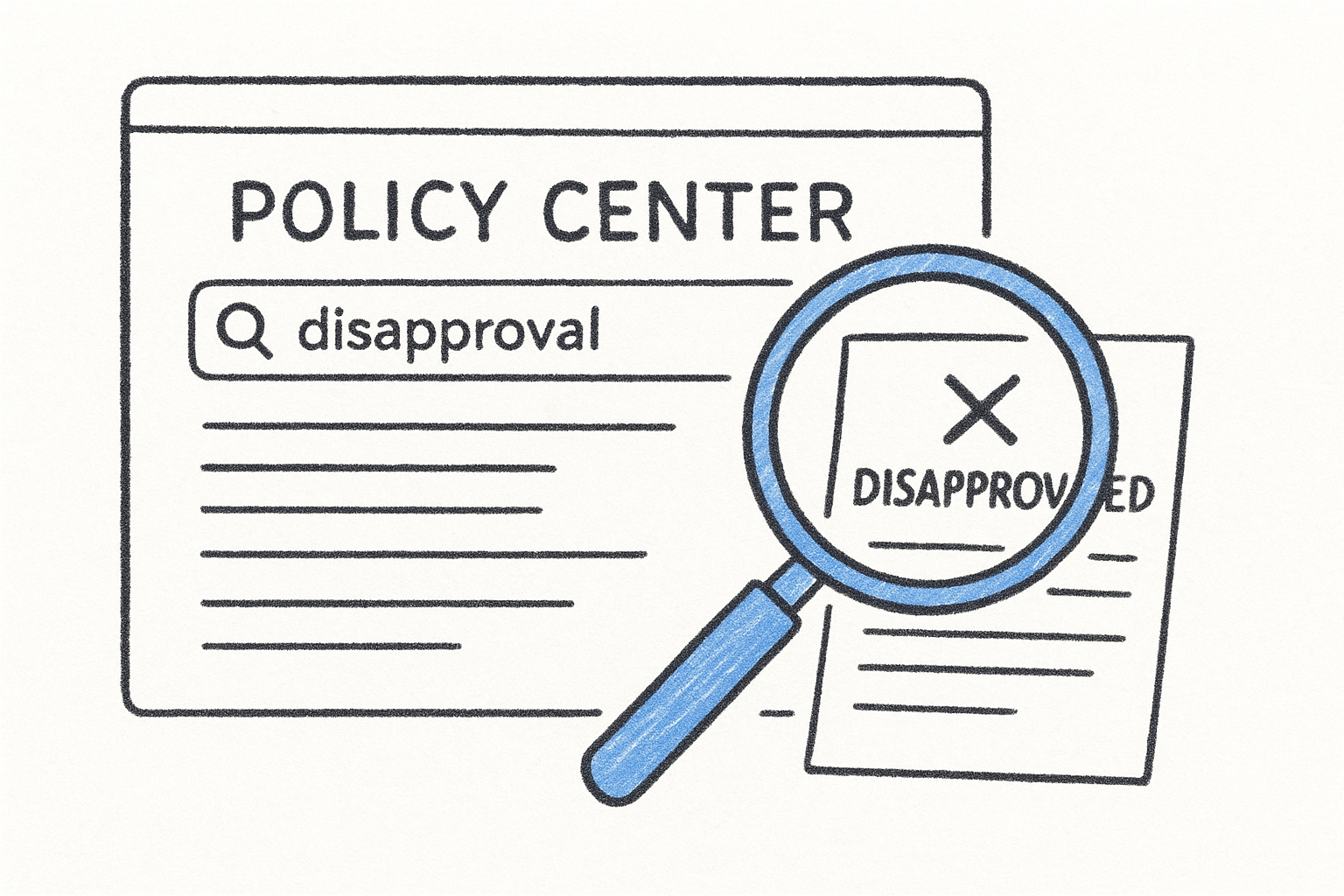 Check the policy center for disapprovals