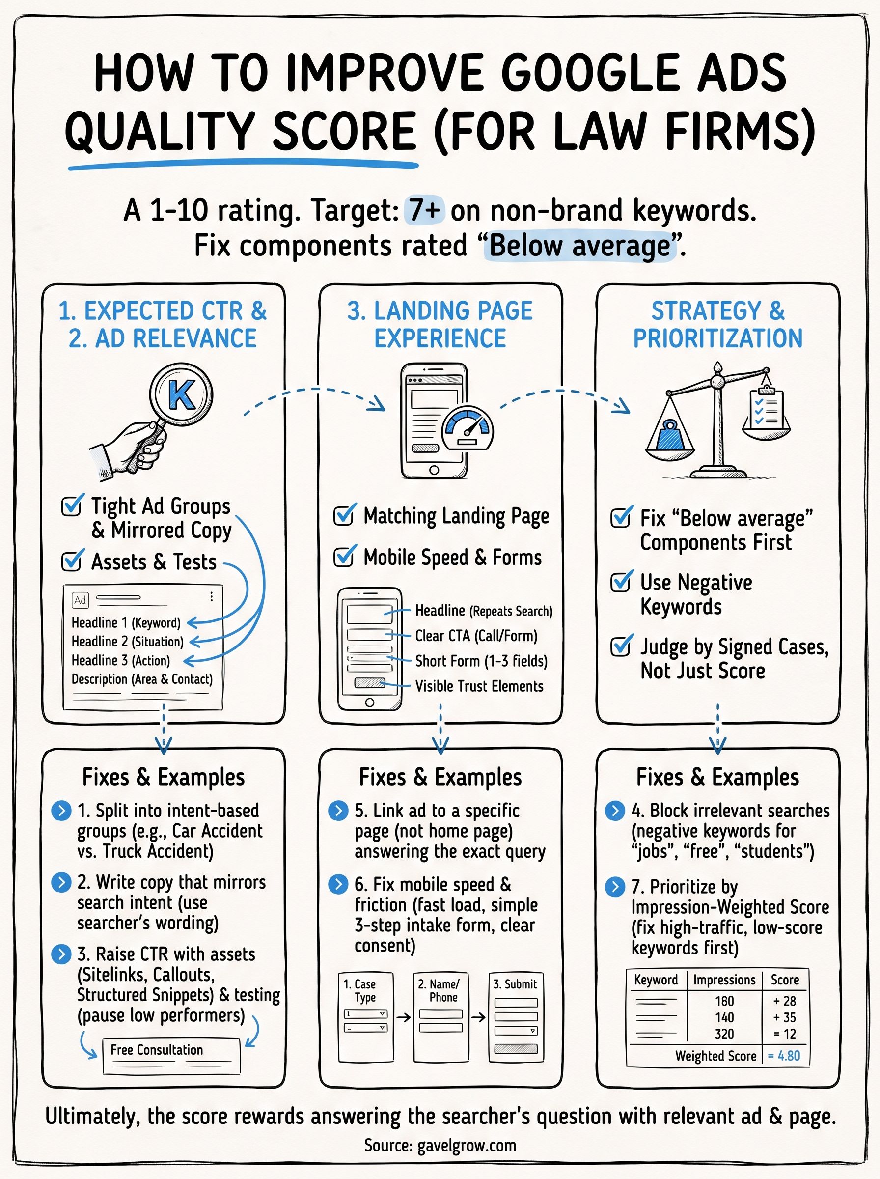 how to improve google ads quality score infographic