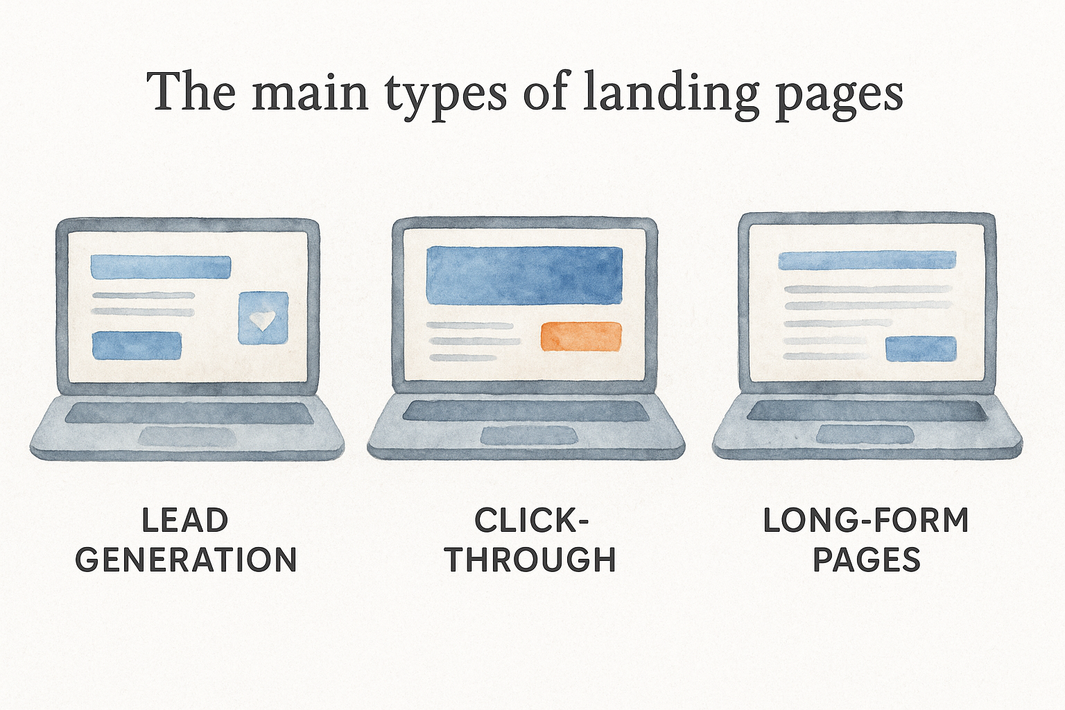 The main types of landing pages