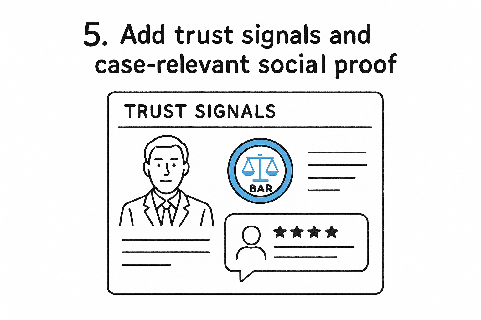5. Add trust signals and case-relevant social proof