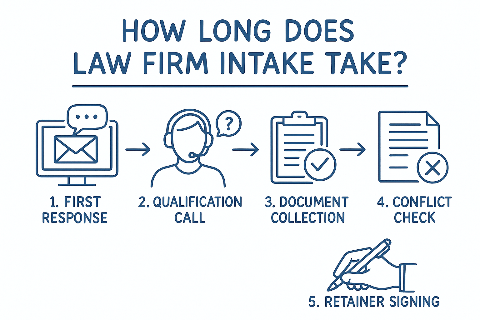 Five stages of law firm intake, from first response to retainer signing