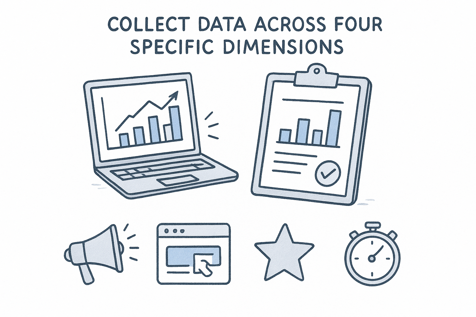 Collect data across four specific dimensions