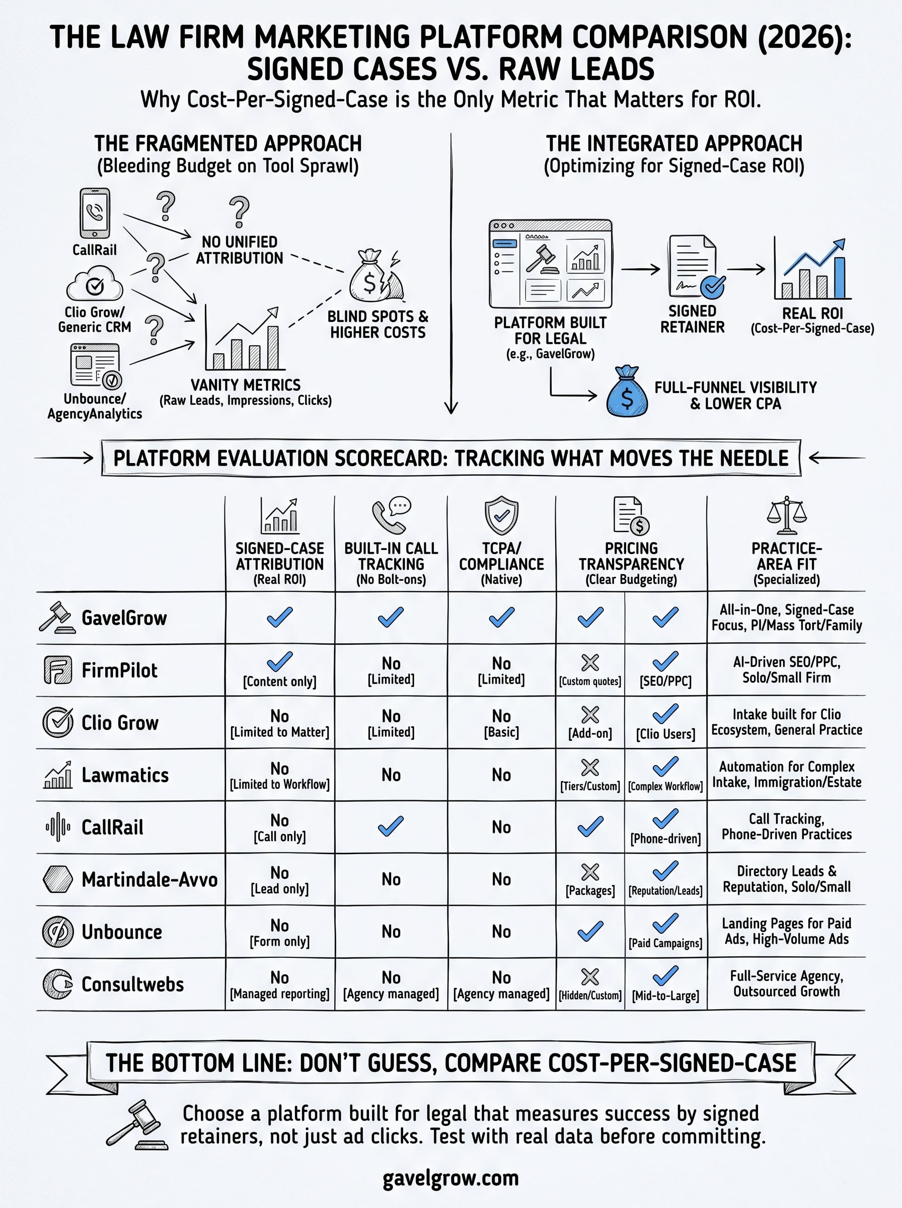 law firm marketing platform comparison 2026 infographic