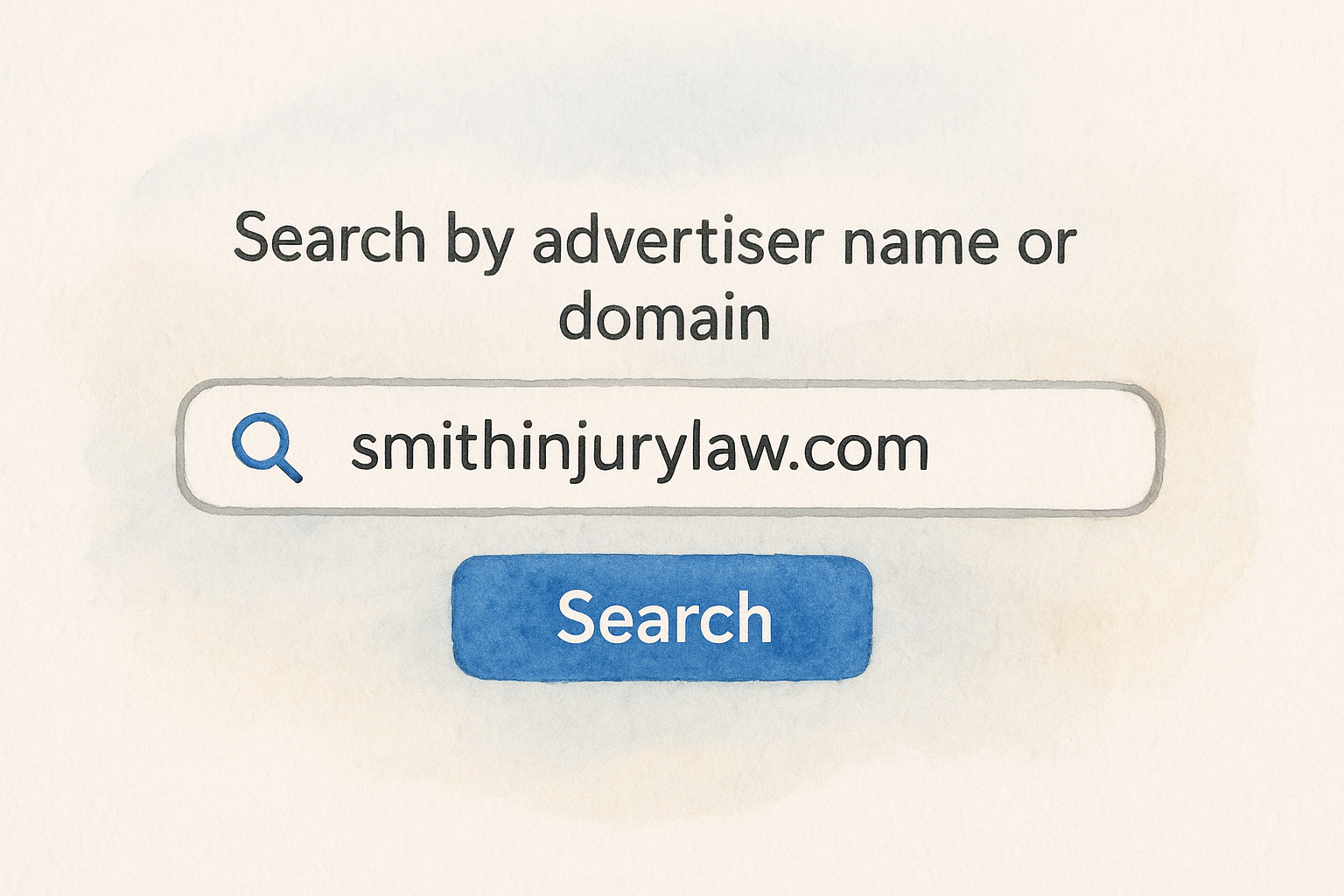 Search by advertiser name or domain