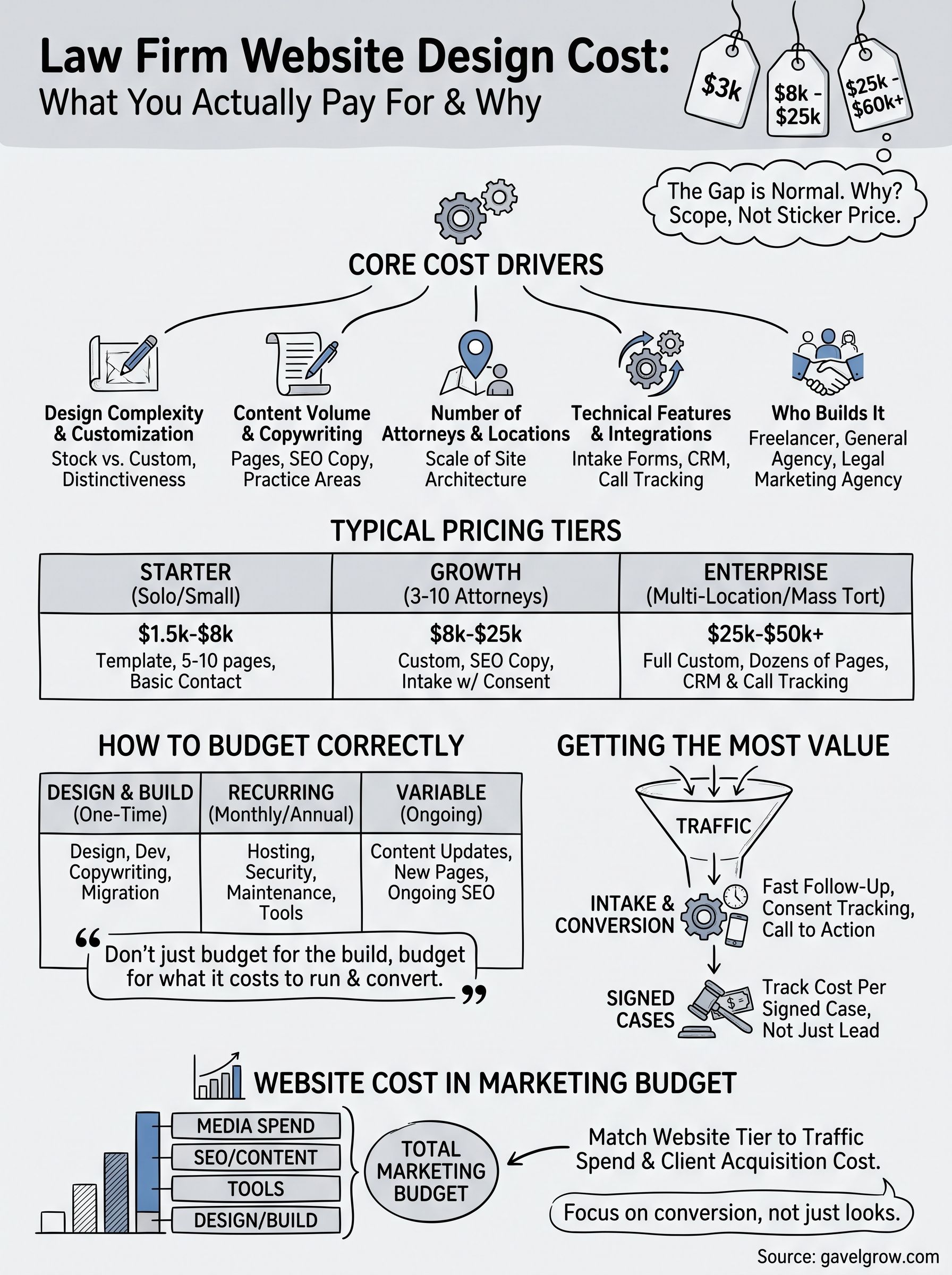 law firm website design cost infographic