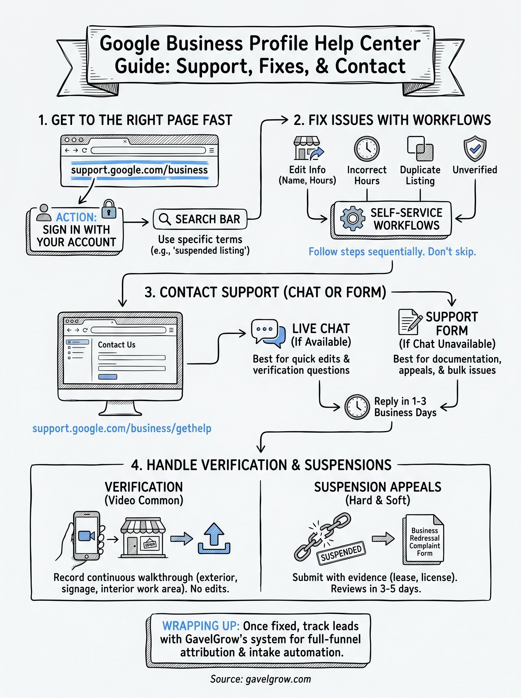 google business profile help center infographic