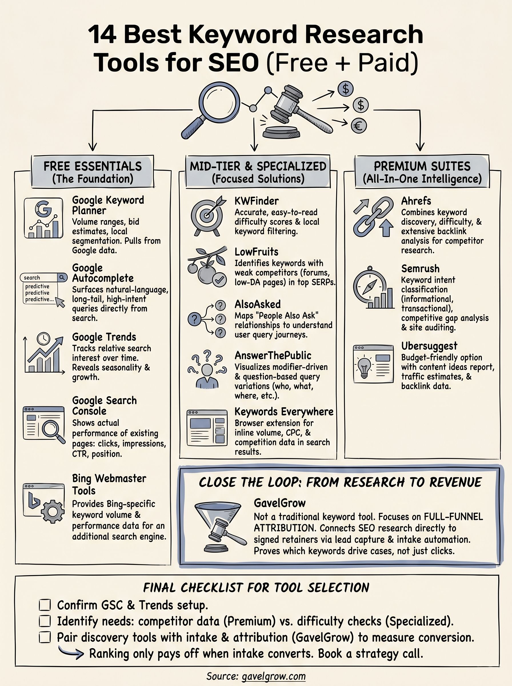 best keyword research tools for seo infographic
