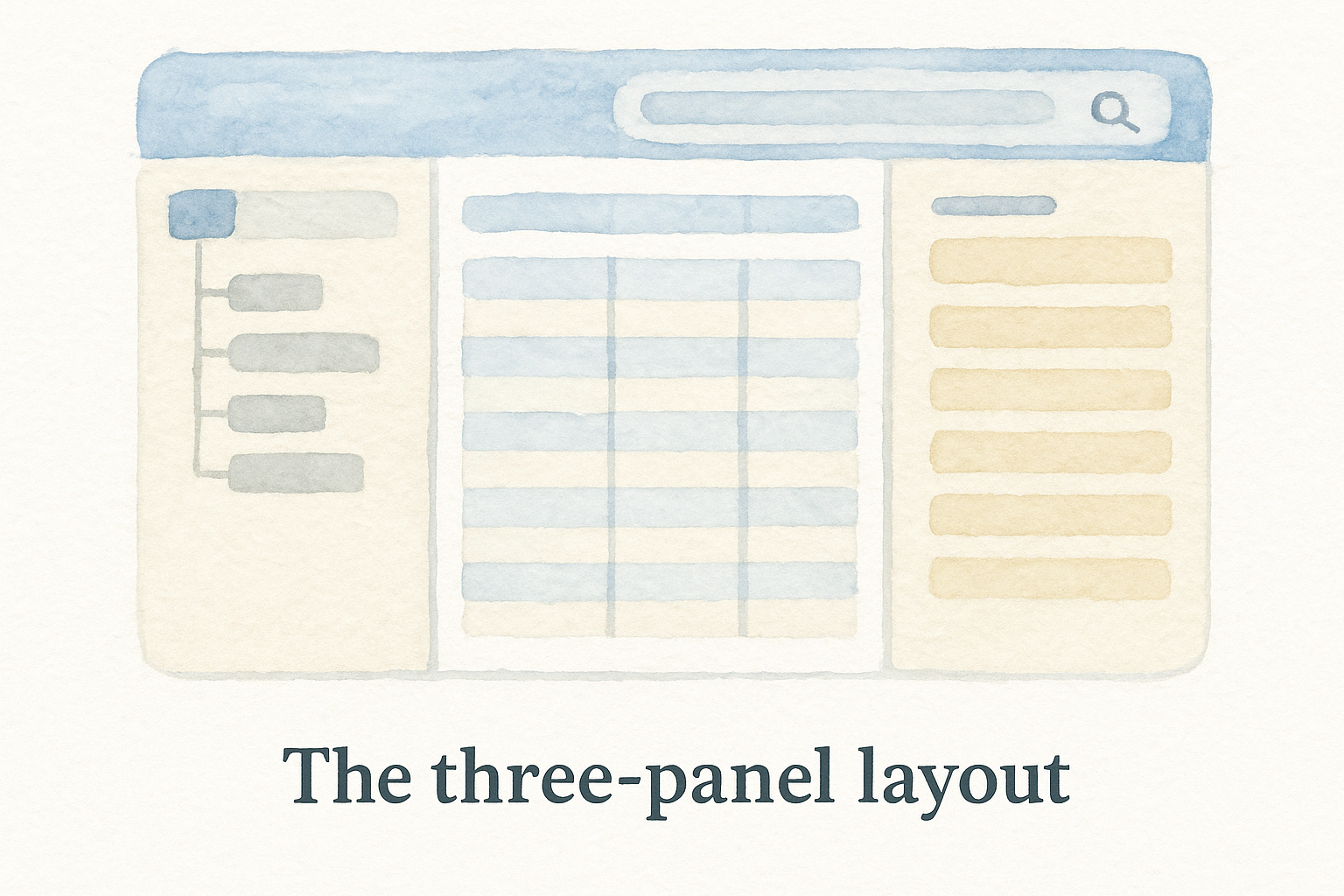 The three-panel layout